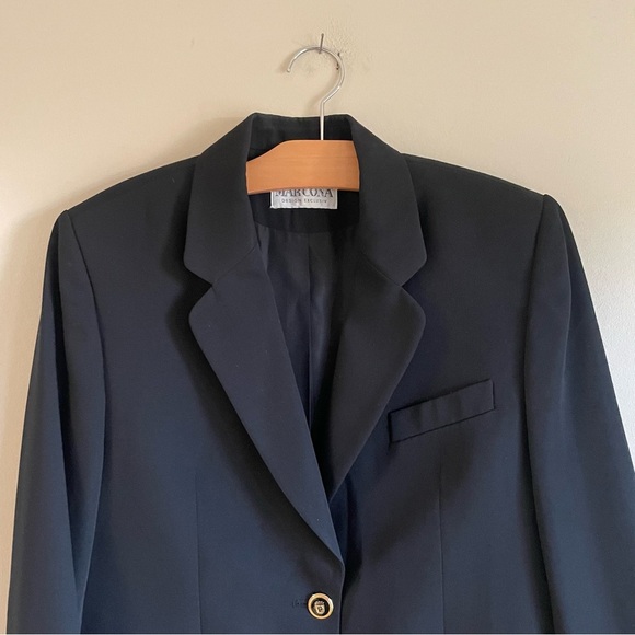 Vintage Marcona Design Exclusive Virgin Wool Blend Blazer Suit Jacket Size 10 - Picture 3 of 8